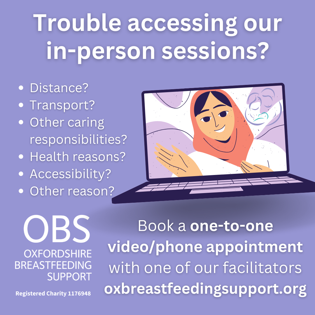 A woman smiling and waving on a laptop screen. Text: Trouble accessing our in-person sessions? Distance, transport, other caring responsibilities, health reasons, accessibility, other reason? Book a one-to-one video/phone appointment with one of our faciliators