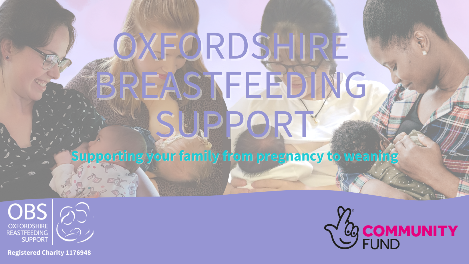 OBS banner image featuring four mothers breastfeeding their babies