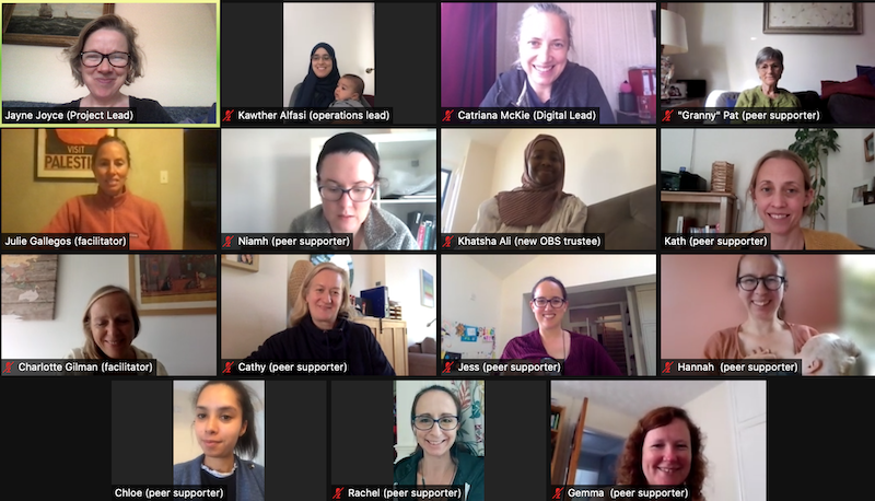 A screengrab of a Zoom call with 15 volunteers, team members and trustees from October 2021